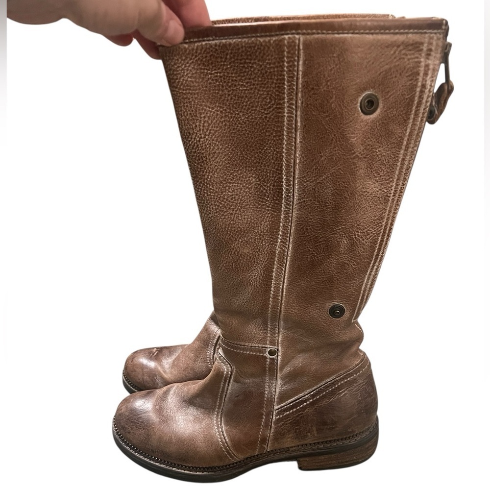 Aldo distressed brown leather knee high fleece lined boots side zipper